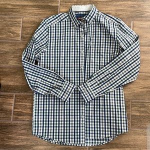 Johnston & Murphy Size Medium Men’s Button Down Shirt - Blue/Green Plaid